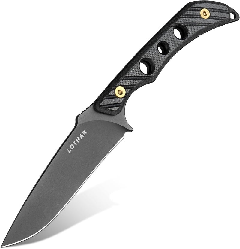 LOTHAR FOX Fixed Blade Knife with Sheath, 3.38" D2 Steel Survival Hunting Knife, Necklace Neck Knives with G10 handle, Vertical Horizontal Carry Camping Small EDC Knives for Hiking, Survival, Bushcraft Outdoor - Image 1